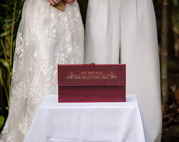 Marry Me Marilyn Ronja & Emily Wedding Pethers Rainforest Retreat Mt Tamborine_Wooden Wedding Box Ceremony